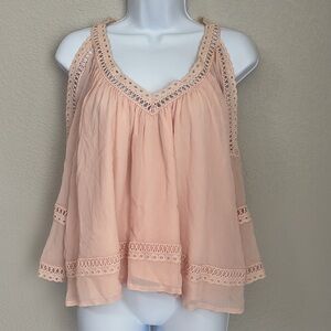 Rebecca Minkoff Deneuve Cold Shoulder V-Neck Blouse Top Pink Size XS